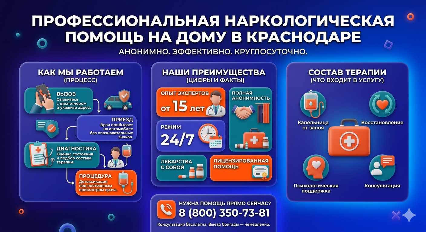 Инфографика о принципах лечения алкоголизма на дому в Яхроме: этапы вызова нарколога, преимущества анонимной детоксикации и состав медицинской помощи.